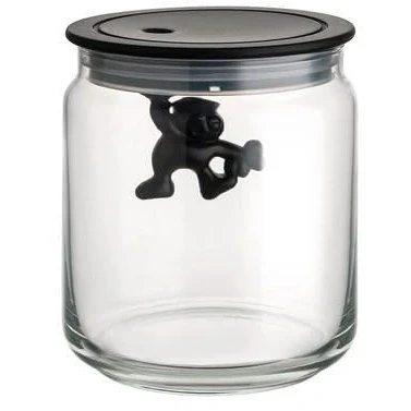 Abbildung von Alessi Vorratsdose Gianni A Little Man Holding On Tight AMDR04 B Schwarz 700 ml von Mattia Di Rosa