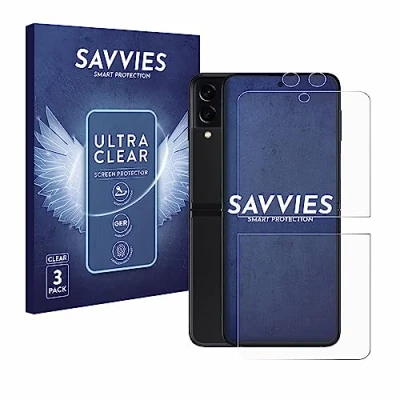 Abbildung von Savvies 6 Stück Schutzfolie für Samsung Galaxy Z Flip 3 5G (Display+Kamera) Displayschutz Folie Ultra Transparent
