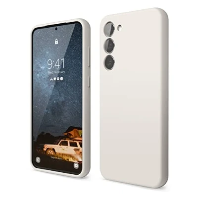 Abbildung von elago Flüssiges Silikon Hülle Kompatibel mit Samsung Galaxy S23 Plus Case Cover, Premium Silikon, Ganzkörperschutz 4 Schichten Stoßfeste Handyhülle, Kratzfestes weiches Mikrofaserfutter (Taupe)
