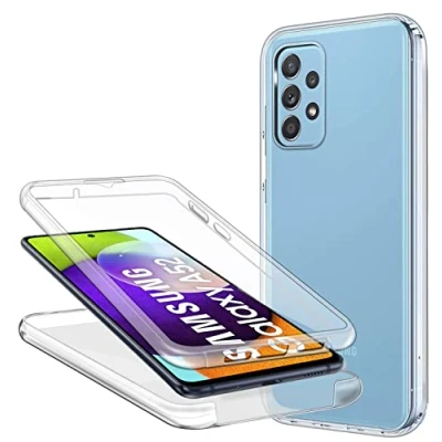 Abbildung von Hülle für Samsung Galaxy A52 / 5G A52S Handyhülle 360 Grad, Transparent Full Schutz Kratzfest Dünn Durchsichtige Case Silikon Schutzhülle, Hart PC Zurück + Weich TPU Vorderseite