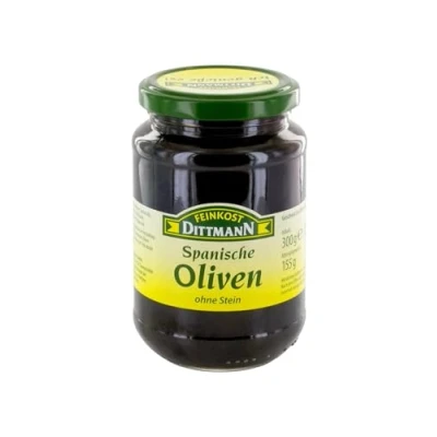 Abbildung von Feinkost Dittmann Geschwärzte Oliven ohne Stein, 1er Pack (1 x 300 g)