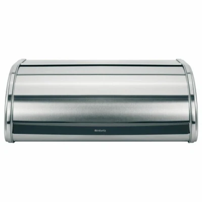 Abbildung von Brabantia Rollbrotkasten (matter Stahl), großer Brotkasten mit flacher Oberseite, passend für 2 Brote, Mattiert, One Size
