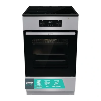 Abbildung von Gorenje GEIT5C61SPG Standherd mit Induktionskochfeld, 50 cm, 70 Liter,Silber, PerfectGrill, AirFry, FrozenBake, Pizza Mode 300C, AquaClean, Made in Europe, inox