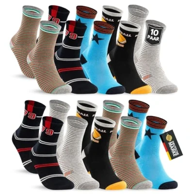 Abbildung von sockenkauf24 Socken 10 Paar Kinder Jungen &amp; Mädchen Baumwolle Kindersocken (31 34) 54333