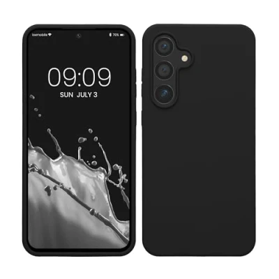 Abbildung von kwmobile Hülle kompatibel mit Samsung Galaxy S24 FE Silikon Handy Case Handyhülle weiche Oberfläche kabelloses Laden Schwarz