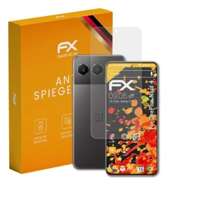 Abbildung von atFoliX Panzerfolie kompatibel mit OnePlus Nord 4 Schutzfolie, entspiegelnde und stoßdämpfende FX Folie (3X)