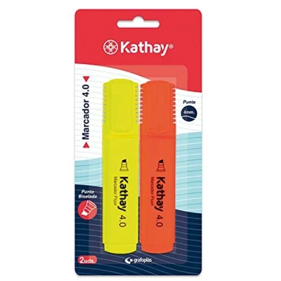 Abbildung von Kathay 86211999 Textmarker, gelb und orange, abgeschrägte Spitze 4 mm, 2 Stück