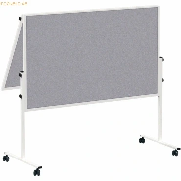 Abbildung von MAUL Moderationstafel MAULsolid 150x120 cm Klappbare Pinnwand mit beidseitiger Nutzung Filz für Moderationskarten, Pinnnadeln Tafel Büro, Schule, Universität Grau