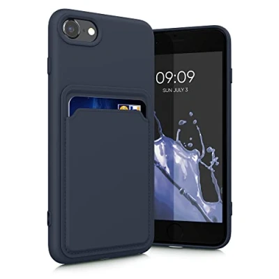 Abbildung von kwmobile Handyhülle kompatibel mit Apple iPhone SE (2022) / (2020) 8 7 Hülle Handy Cover Fach für Karten in Dunkelblau