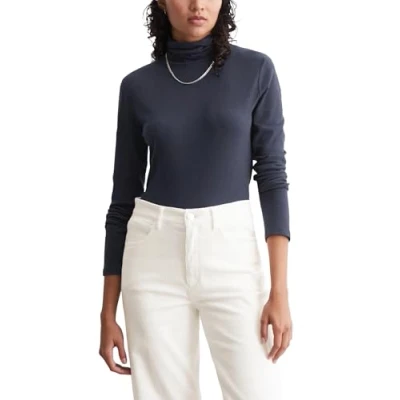 Abbildung von Marc O&#039;Polo Denim Turtleneck Langarmshirt, Damen, Größe: Medium, Navy teal