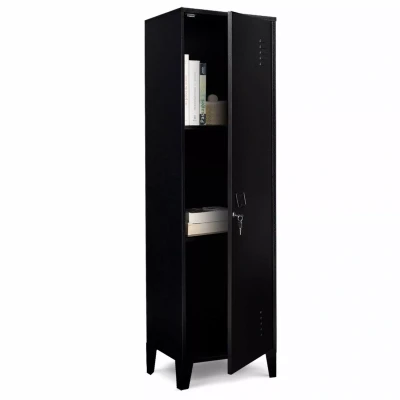 Abbildung von IDMarket Garderobenschrank Ester, Metalltür, Schwarz, Industriedesign