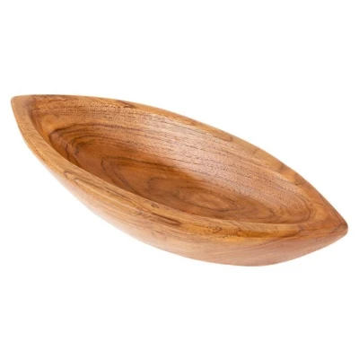 Abbildung von wohnfreuden Teakholz Schale braun oval 30 cm Tropenholz lasiert Wohnzimmer Holz Deko
