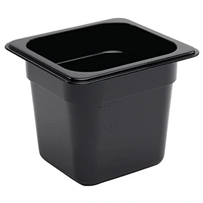 Abbildung von Vogue 13214 1/6 GN Behälter 150 mm 2,3 Liter schwarz Catering Lebensmittel Aufbewahrung Pfanne, 176(L)x162(W)x150(D)mm