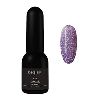 Abbildung von Didier Lab Gellack Electro No 3 Professioneller Maniküre Pediküre Nagellack mit Funkelndem Platinfarbton Leicht Reflektierender Schimmer Reichhaltige Pigmentierung UV LED Lampen 8 ml