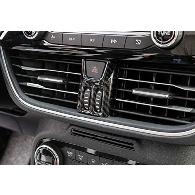 Abbildung von für Focus MK4 2019 2025 Kohlefaserfarbe Interieur Abdeckung Warnlichttaste Taste Dekor ABS Kunststoff 1 Stück