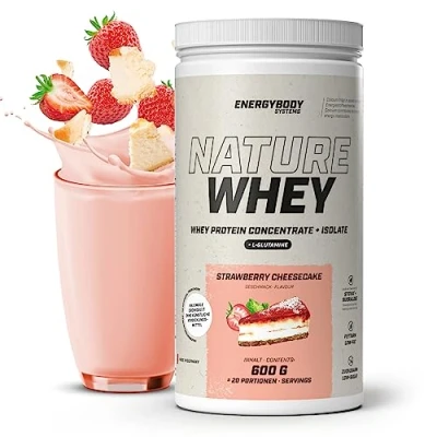 Abbildung von Nature Strawberry Cheesecake. Eiweißshake ohne künstliche Verdickungsmittel. 600