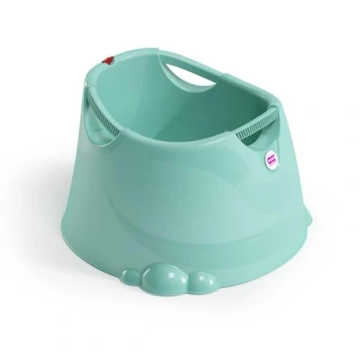 Abbildung von OKBABY Oplà Kleinkinder Badewanne Ergonomischer Sitz mit Rückenlehne Komfortgriff zum Tragen Hygienisch und leicht zu reinigen auch für kleine Badezimmer, innen außen Türkis