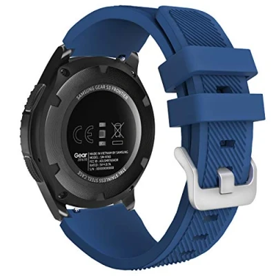 Abbildung von MoKo Armband Kompatibel mit Samsung Galaxy Watch 3 45mm/Galaxy 46mm/Gear S3 Frontier/Classic/Huawei GT2 Pro/GT/GT2 46mm, 22mm Silikon Ersatzarmband, Dunkelblau