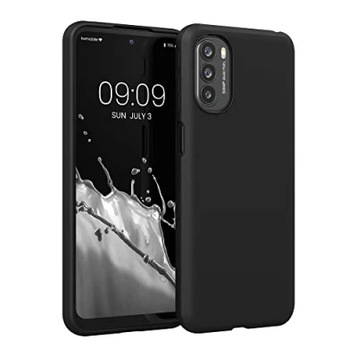 Abbildung von kwmobile Hülle kompatibel mit Motorola Moto G31 / G41 weiches TPU Silikon Case Cover geeignet für kabelloses Laden Schwarz matt