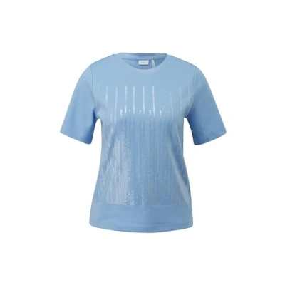 Abbildung von s.Oliver Black Label MIT Pailletten Tshirt print, Damen, Größe: 36, Himmelblau