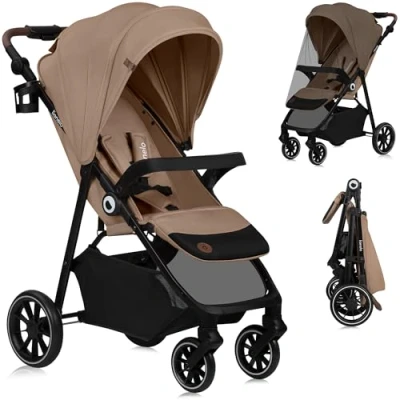 Abbildung von lionelo Kombi Kinderwagen EMMA ONE, (Set), Wartungsfreie Räder/Einhand Faltmechanismus/XXL Verdeck