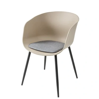 Abbildung von Riess Ambiente Esszimmerstuhl DESIGNO Greige schwarz Kunststoff Gartenstuhl mit Armlehnen Indoor Outdoor Balkonstuhl, wetterfest