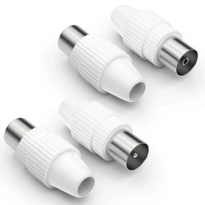 Abbildung von Antennenstecker Set 2x Koaxial Stecker &amp; Koax Buchse / Kupplung für Kabelfensehen IEC TV männlich weiblich DVB C Radio und T2 Antennen SAT Antennenkabel BK Anlagen 4K UHD