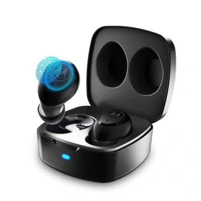 Abbildung von Motorola Lifestyle Vervebuds 100 Bluetooth In Ear Kopfhörer (kabellos) 14 Std IPX5 Waterproof Kompatibel mit Alexa, Siri und Google Assistant Schwarz