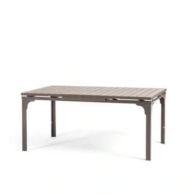 Abbildung von RATTATAN Thomas XL Ausziehbarer rechteckiger Gartentisch mit Stahlgestell und hochwertiger Platte aus Polyethylen in raffiniertem Holzdesign (Braungrau)