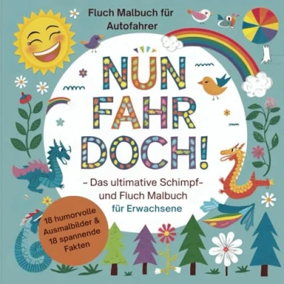 Abbildung von Nun fahr doch! Das ultimative Schimpf und Fluch Malbuch für Erwachsene: 18 humorvolle Ausmalbilder spannende Fakten. Autofahrer