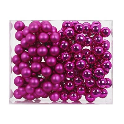 Abbildung von MAGIC 144 Spiegelbeeren Kugeln am Draht 2cm Weihnachtskugeln Baumkugeln Baumschmuck Weihnachtsdeko Glaskugeln Set Christbaumschmuck Vivid Pink