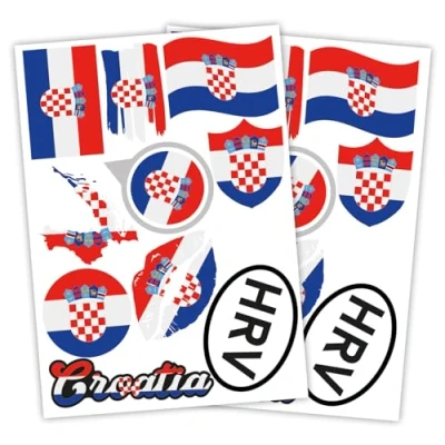 Abbildung von Finest Folia 2er Set DIN A4 Länderaufkleber Fahne Aufkleber Länderfahne Flagge für Auto Motorrad Sticker Länderflagge selbstklebend wetterfest R217 (31 Kroatien)