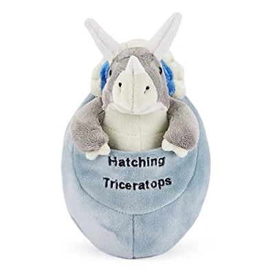 Abbildung von Zappi Co Plüschtier für Kinder, gefüllt, weich, kuschelig, Teil der Safari Tier Kollektion, perfekt Kinder (15 cm Höhe) (Osterei, Triceratop Dinosaurier)
