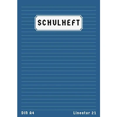 Abbildung von Lineatur 21 Din A4: Schreibheft Liniert Ohne Rand 50 Blatt Schulheft Homeschooling und Schulanfang Heft Blau