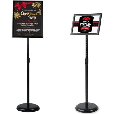 Abbildung von VAIIGO Infoständer Höhenverstellbar Aluminium DIN A3 Plakatständer Informationsständer Präsentationsständer Werbeständer (Schwarz, A3)