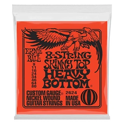 Abbildung von Ernie Ball Skinny Top Heavy Bottom Slinky 8 Saiter E Gitarrensaiten, Stärke 9 80
