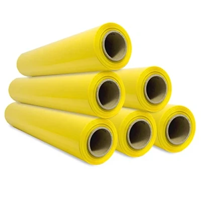 Abbildung von Stretch Verpackungsfolie, gelbe Kunststofffolie zum Verpacken, schützende Kunststoffrolle für Versand und Umzug, Rolle von 50 cm bis zu 400 m dehnbar Ofituria (6 Stück)