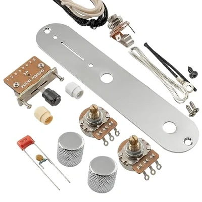 Abbildung von Musiclily Pro DIY T Style E Gitarren Wiring Kit Upgrade Elektronik Verdrahtungs für Import Tele Gitarre mit 3 Wege Schalter und 250K Potis, Chrom