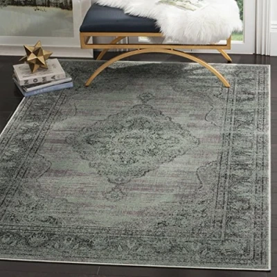 Abbildung von SAFAVIEH Traditionell Teppich für Wohnzimmer, Esszimmer, Schlafzimmer Vintage Collection, Kurzer Flor, Hellblau, 160 X 229 cm