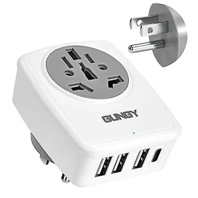 Abbildung von Reiseadapter USA Adapter Amerika Deutschland Stecker Reisestecker Steckdosenadapter Weltweit auf mit 3 USB 1 Typ C für Kanada Mexiko Steckdose TypB
