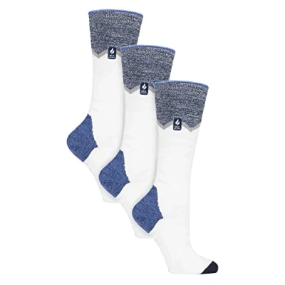 Abbildung von HEAT HOLDERS 3er Pack Damen Skisocken Atmungsaktiv Thermo Gestreift Kniehoch Socken mit Gepolstert (37 42, Creme Zick Zack)