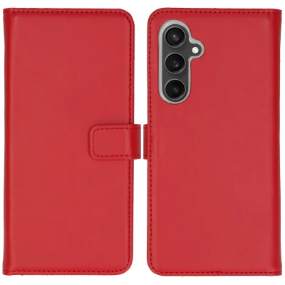 Abbildung von Samsung Galaxy S23 FE Hülle Echtleder Selencia Klapphülle Handyhülle Rot