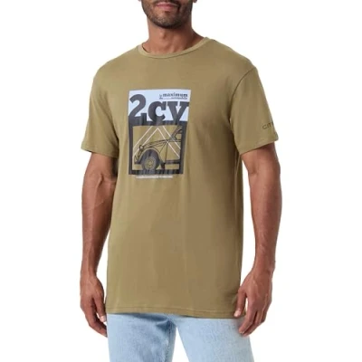 Abbildung von CITROËN Herren 2cv Automobiles Françaises Stampa Larga C24s T Shirt, Moss, Small