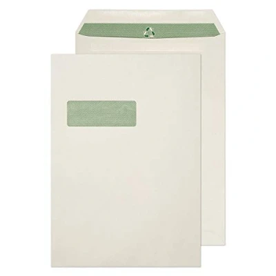 Abbildung von Blake Purely Environmental RE3759 Flora Recycling Versandtasche Selbstklebend Mit Fenster Natural Weiß C4 324 x 229 mm 90 g/m² 250 Stück