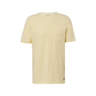 Abbildung von s.Oliver Flamm MIT Brusttasche UND Offenen Kanten Tshirt basic, Herren, Größe: Large, Hellgelb