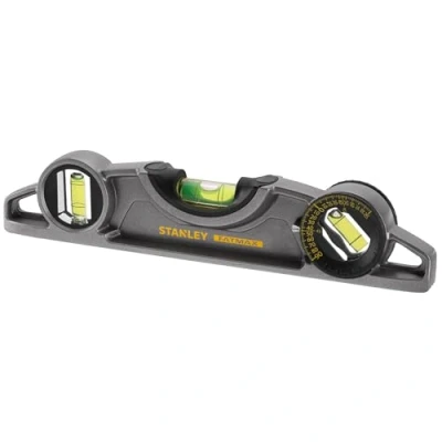 Abbildung von STANLEY FatMax Pro Torpedo Wasserwaage Klein magnetisch aus Aluminium (magnetisch, 25 cm Länge, horizontale/vertikale/45 Libelle) 0 43 609, Grau