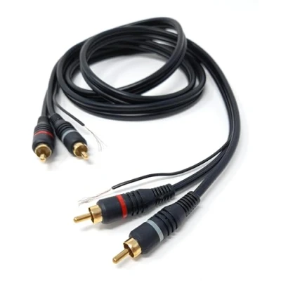 Abbildung von DRUT 1,5 m langes Twin Cinch auf Phono Erdungskabel für Plattenspieler und Mixer mit Erdungsklemmen, Kabel 5 Fuß.