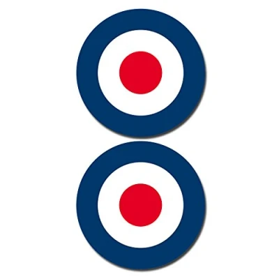 Abbildung von 2 x 150 mm glänzende Vinyl Aufkleber RAF Roundel The Who Mod Target Vespa #0215 (selbstklebend)