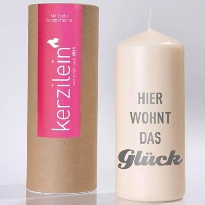 Abbildung von kerzilein Flamme, grau, Hier WOHNT DAS GLÜCK