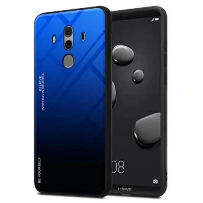Abbildung von Cadorabo Hülle kompatibel mit Huawei Mate 10 PRO Schutzhülle TPU Silikon Case Glas Slim Kratzfest Weiche Gummi Rundumschutz für in Schwarz